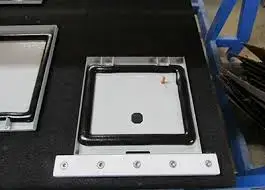 Gluestream equipment. Metal component with rubber seal