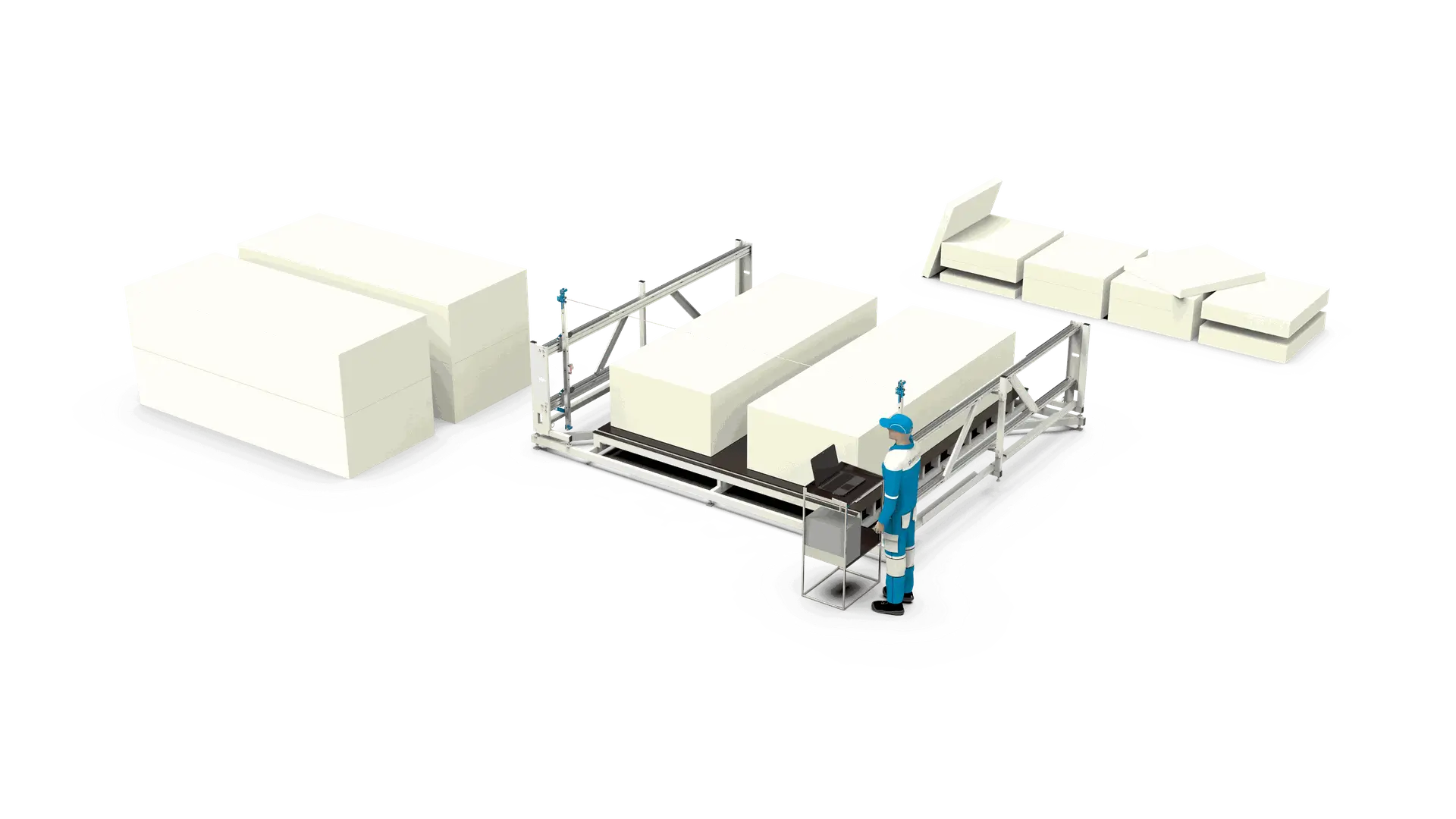 Equipo Gluestream. Máquina de corte por hilo caliente CNC