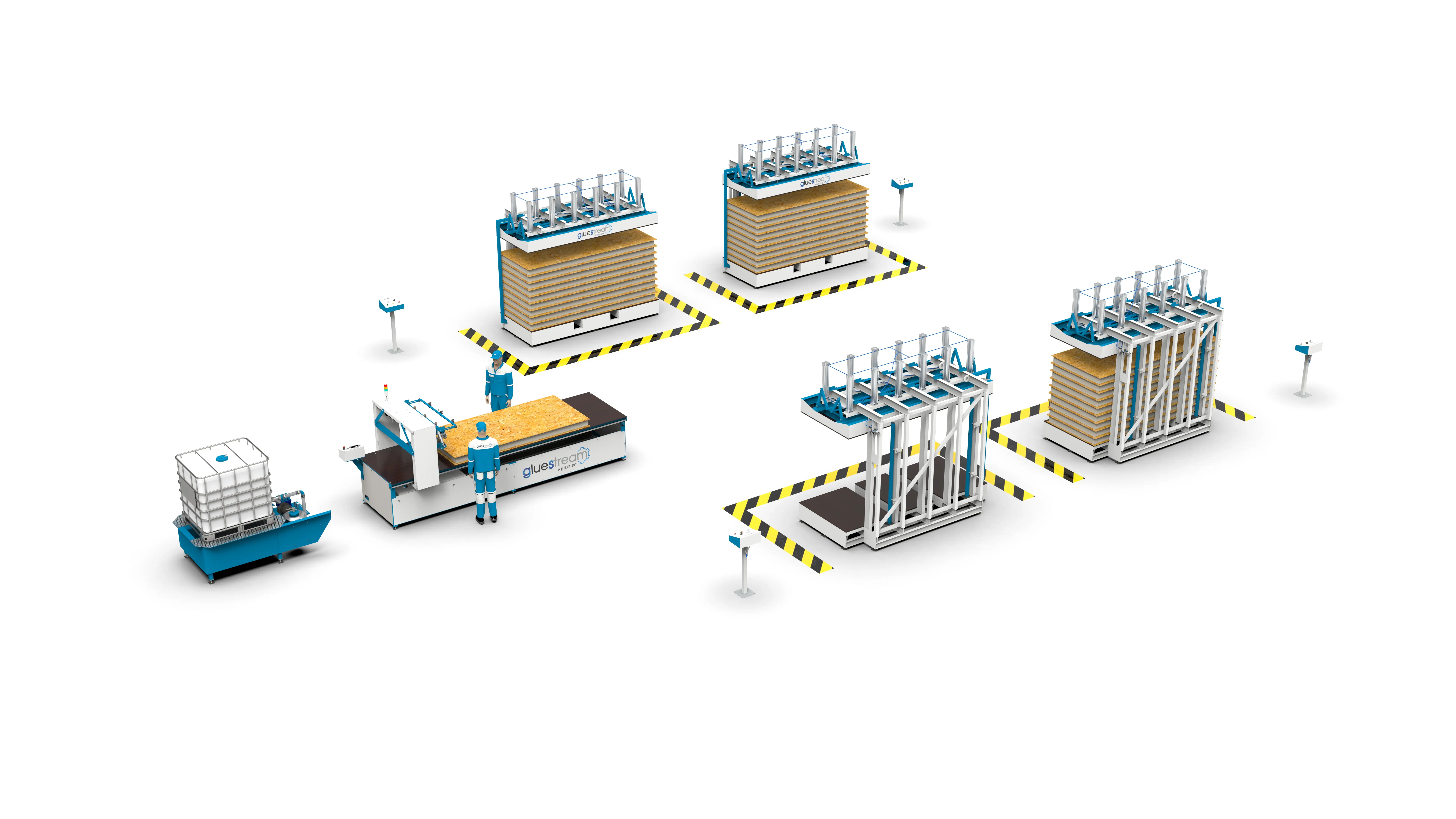 Gluestream-Ausrüstung. SIP-Produktionsmaschine SPL9 mit C-Typ-Pressen