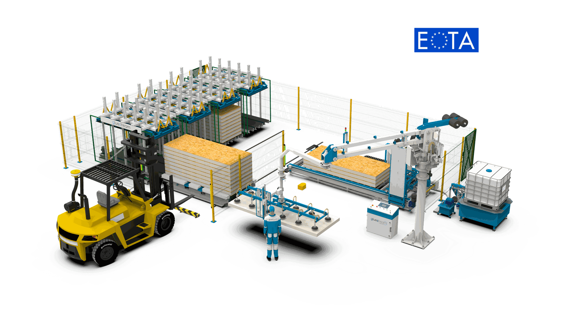 Zařízení Gluestream. ASPL-10M 1C PUR ČTYŘI P-TYPE LIS