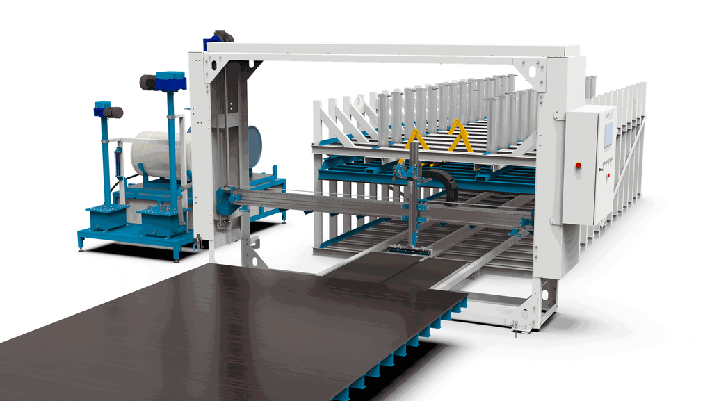 caravan GFK panels production line SPL-1XL 2C glue applicator.webp