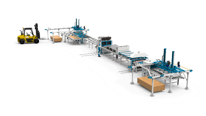 Ligne de laminage à plat AFLM-1400.HM PUR. Équipement de laminage de panneaux MDF et de particules.