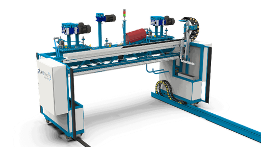 SPL-12M.3C.PUR adhesive applying portal. Truck body panels production machine.